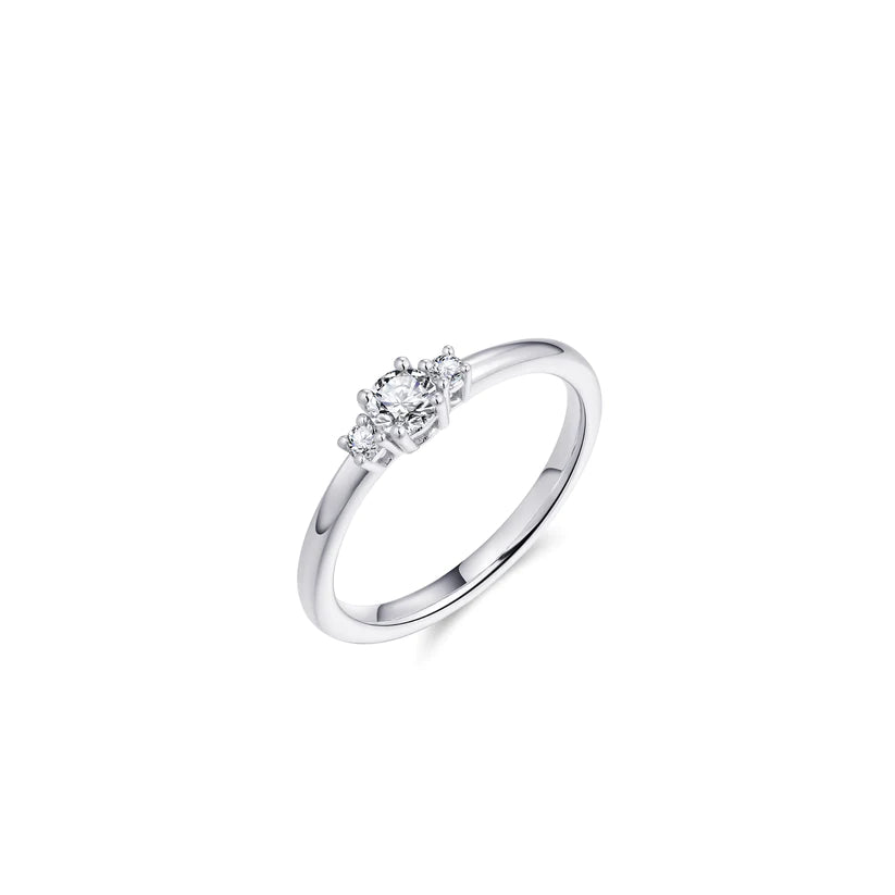 Gisser Sterling Silver Ring - Trilogy Band with Zirconia Stones