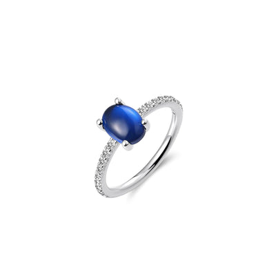 Gisser Sterling Silver Ring - Oval Dark Blue Stacking Ring
