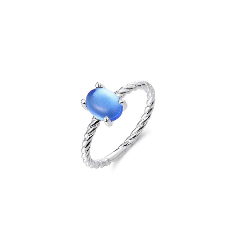 Gisser Sterling Silver Ring - Oval Blue Stone