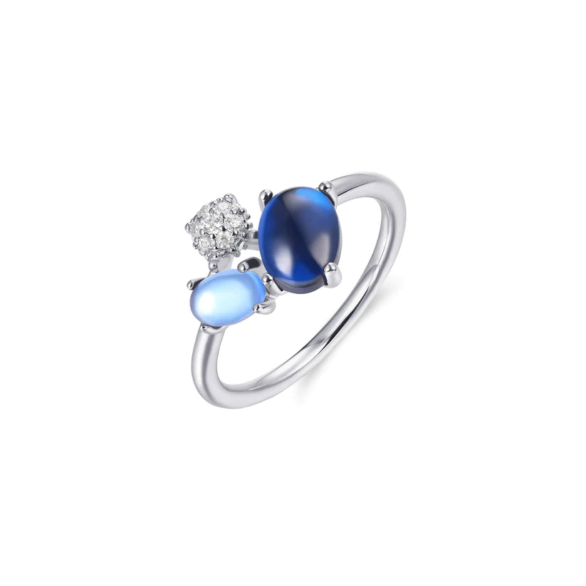 Gisser Sterling Silver Statement Ring - Blue Zirconia Stones
