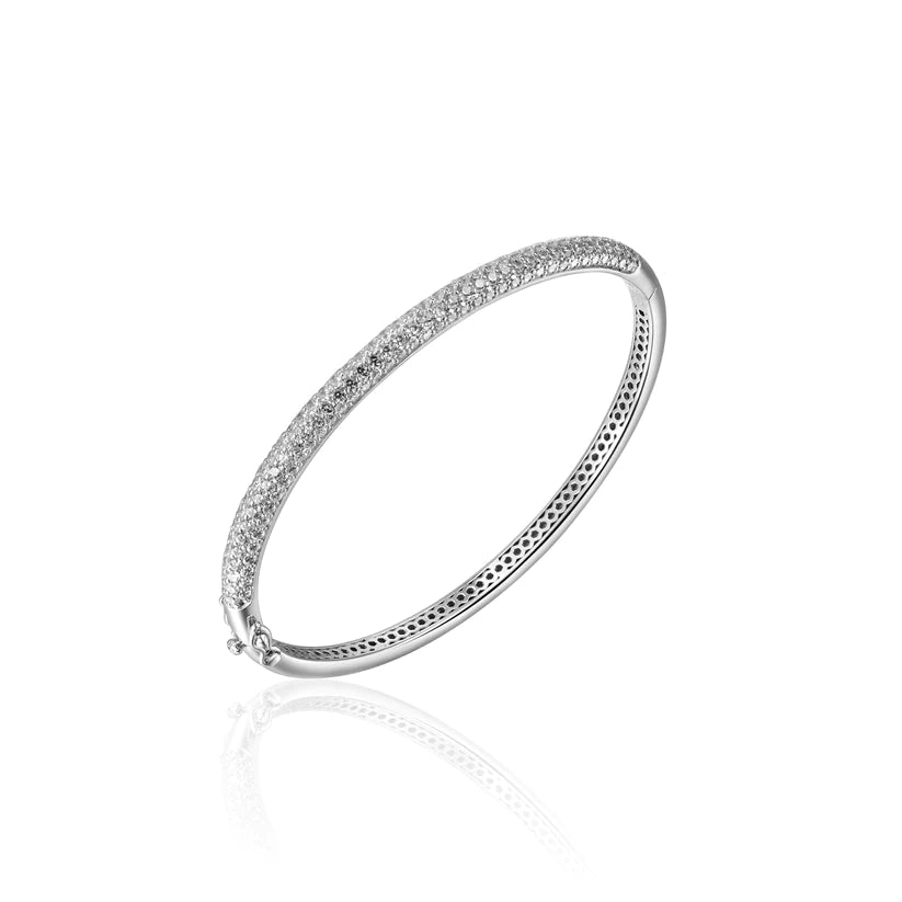 Gisser Sterling Silver Crystal Bangle with Zirconia Stones