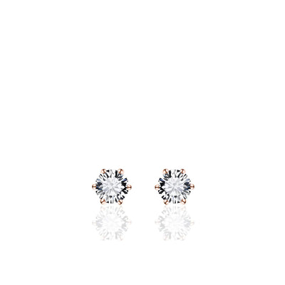 Gisser Sterling Silver Earrings - 6mm Zirconia Stud