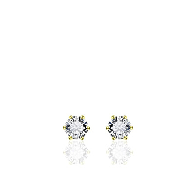 Gisser Sterling Silver Earrings - 6mm Zirconia Stud