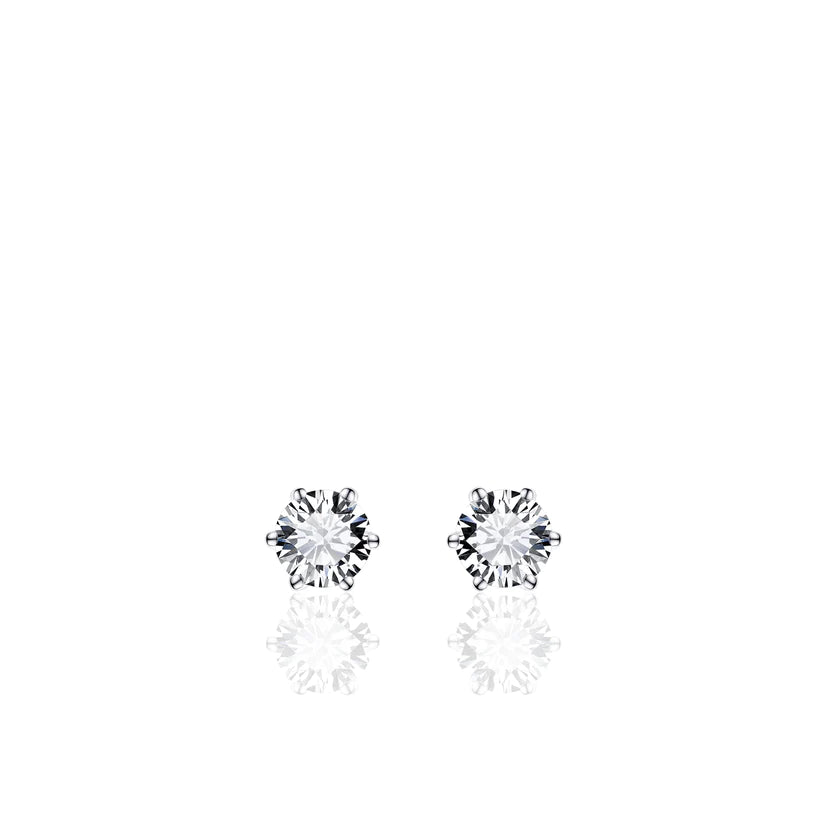 Gisser Sterling Silver Earrings - 6mm Zirconia Stud