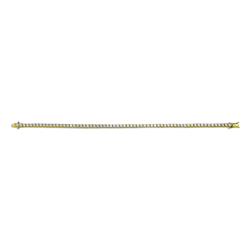 Gisser Sterling Silver Bracelet - Gold Plated Silver with Round Zirconia Stones