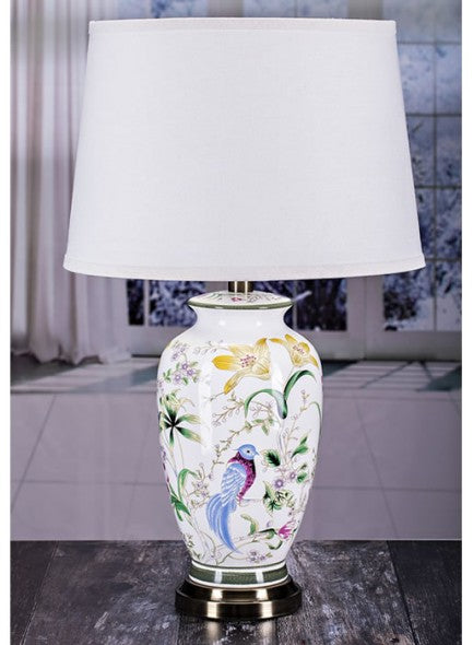 The Grange Collection Lamp - Ceramic with Tropical Birds