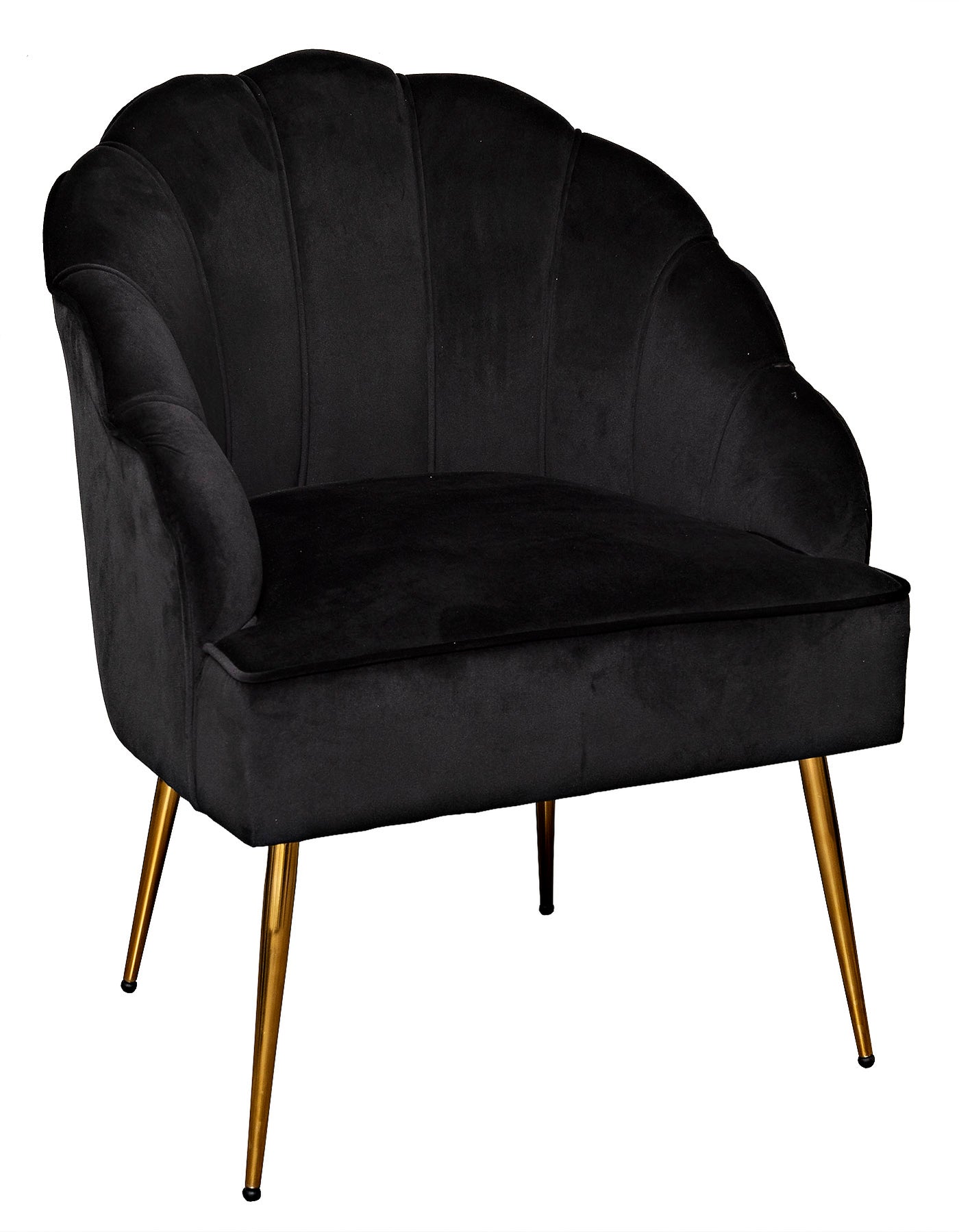 The Grange Collection Shell Arm Chair - Black Velvet with Gold Legs
