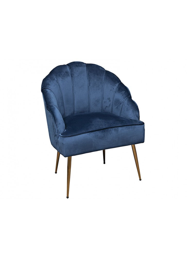 The Grange Collection Shell Arm Chair - Blue Velvet with Gold Legs