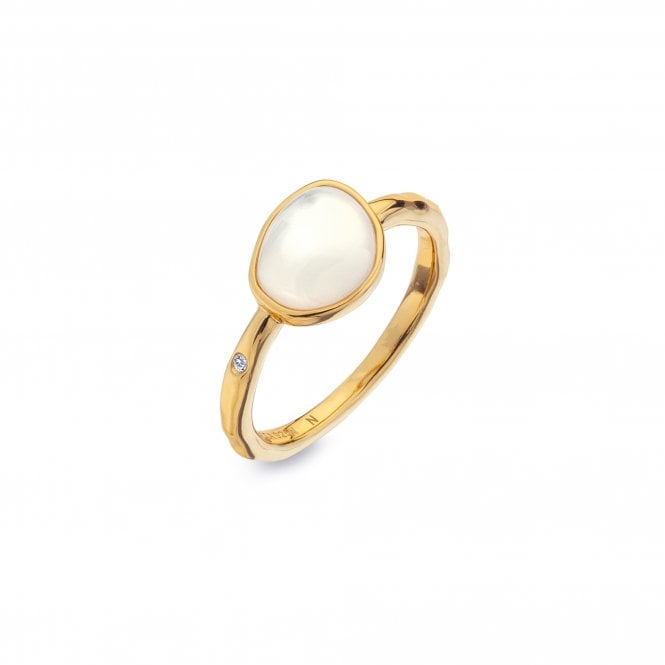 Hot Diamonds by Jac Jossa -18ct Gold Plated Sterling Silver Calm Mother Of Pearl Ring