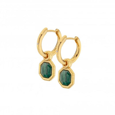 Hot Diamonds by Jac Jossa - 18ct Gold Plated Sterling Silver Revive Malachite Earrings