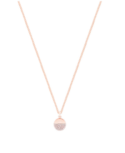 Tipperary Crystal Pendant - Pavé Circle Collection - Half Pavé Disc - Rose Gold Plated