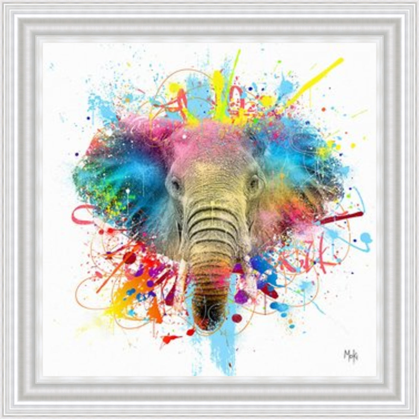 Elephant Pop Framed Picture- Art on Glass - **CLICK & COLLECT ONLY**