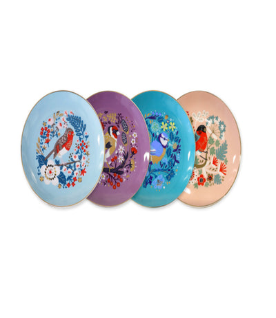 Tipperary Crystal Birdy Biscuit Plates - Set of 4