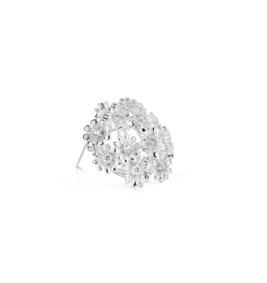 Newbridge Silverware Brooch - Floral Cluster - Silver Plated