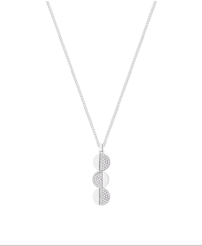 Tipperary Crystal Pendant - Pavé Circle Collection - 3 Disc Half Pave - Silver Plated
