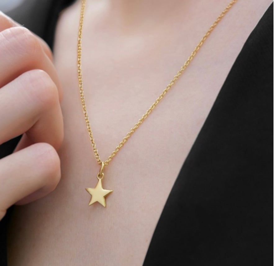 Newbridge Silverware Pendant with Star Charm  by Amy Hubberman - Gold Plated