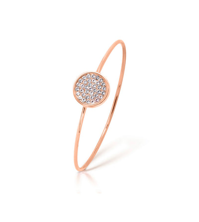 Romi Bangle - Pave Disc - Rose Gold Plated