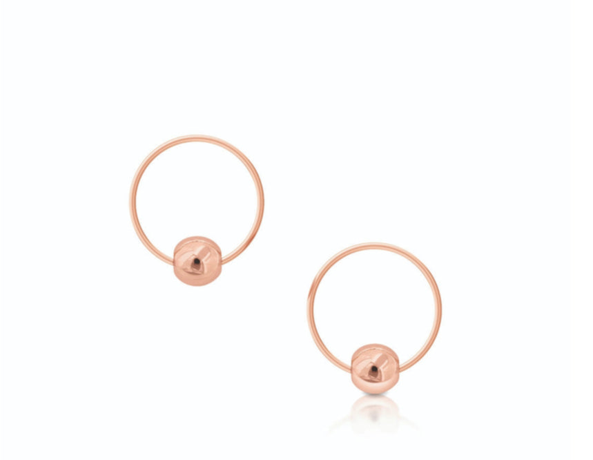 Romi Earrings - Loop with Bead - Rose Gold/Silver Plated