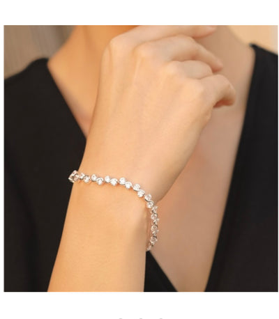 Newbridge Silverware Bracelet - Clear Stone - Silver Plated