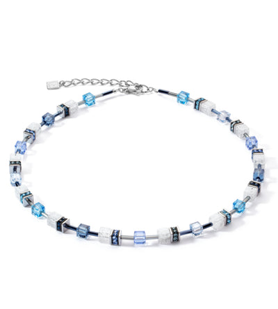 Coeur De Lion GeoCUBE® Iconic Nature Blue & White Necklace