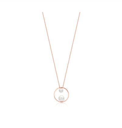 Romi Pendant - Pearl Circle  - Rose Gold Plated/Silver