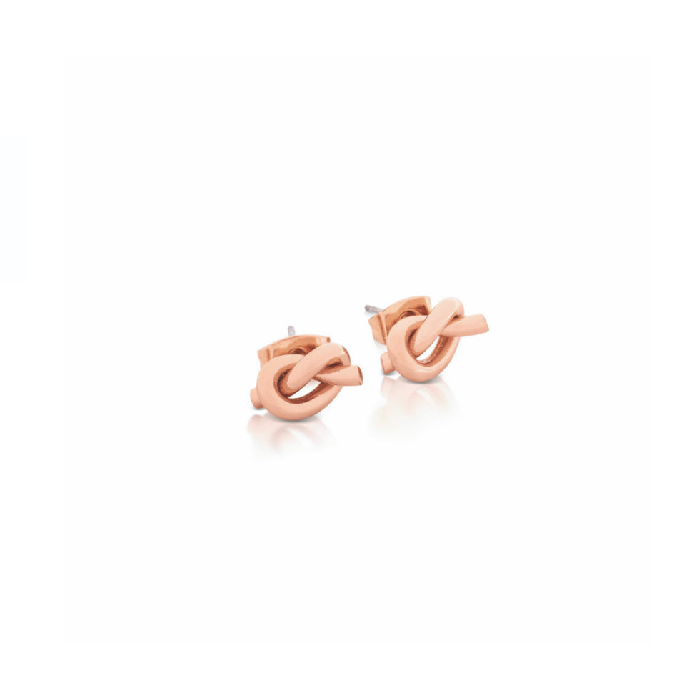 Romi Earrings - Love Knot Stud - Rose Gold Plated/Silver