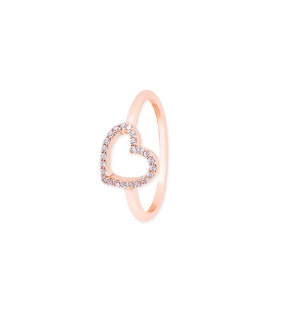 Tipperary Crystal Ring - Rose Gold Heart Ring - Size 6