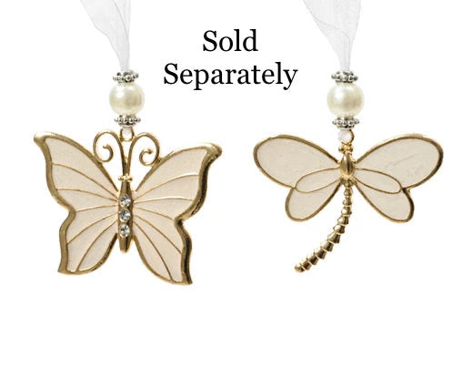 Cream & Gold Alloy Decoration   - 2assorted Butterfly & Dragonfly
