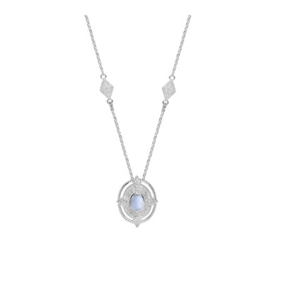 Newbridge Silverware Pendant - Ornate with Light Blue Stone