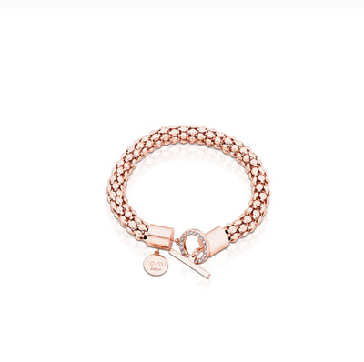 Romi Bracelet - Popcorn Chain with T-Bar - Rose Gold Plated