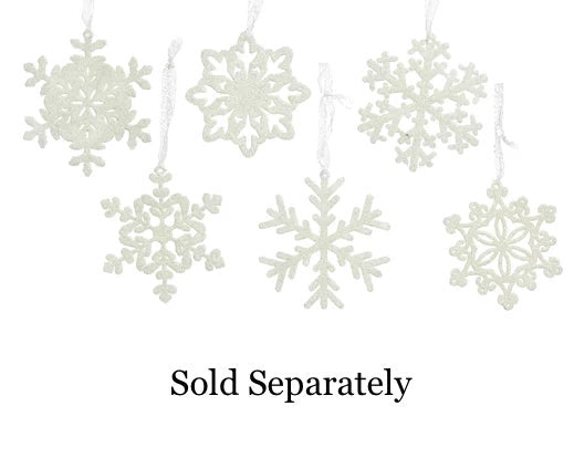 Winter White Glitter Snowflake Decoration - 6 Assorted