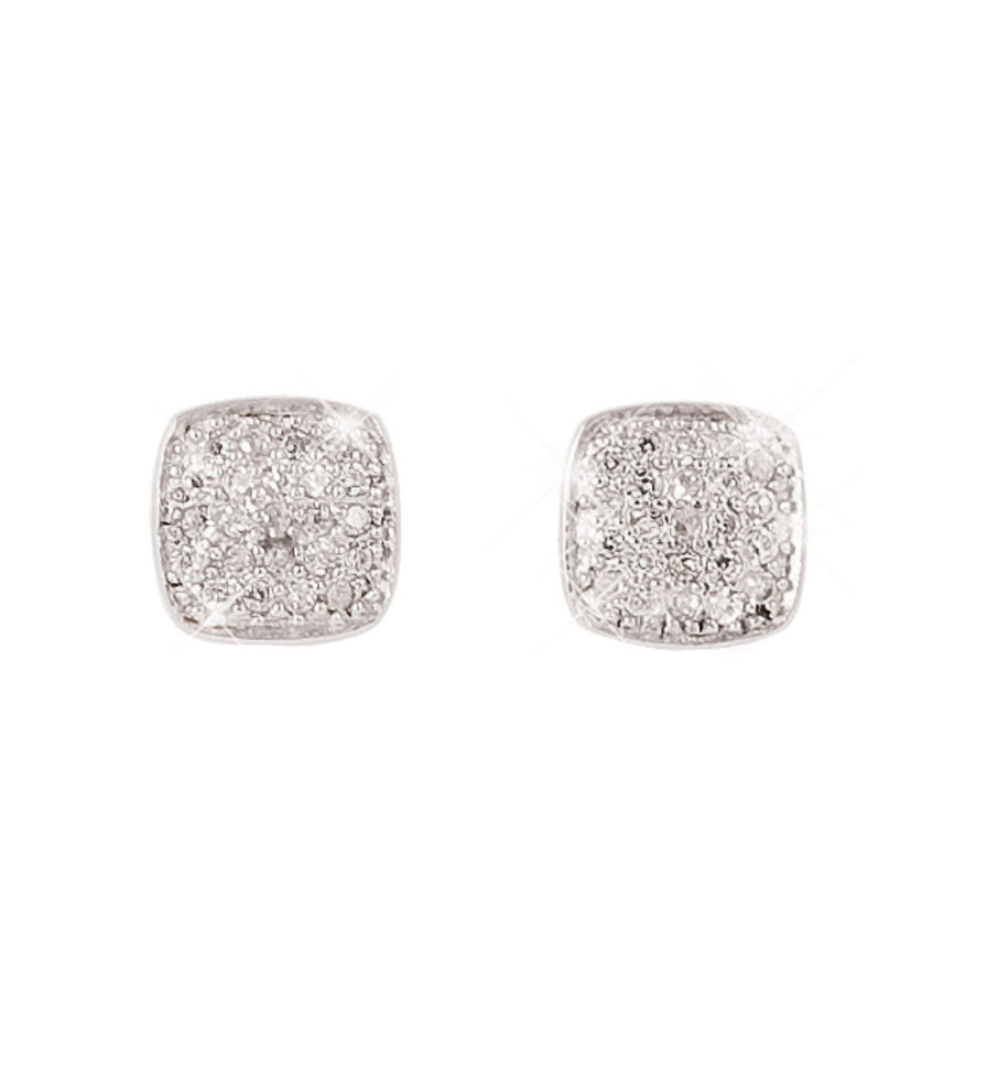 Tipperary Crystal Earrings - Classics Collection - Square Edge Pave Setting - Silver Plated