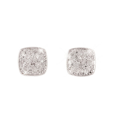 Tipperary Crystal Earrings - Classics Collection - Square Edge Pave Setting - Silver Plated