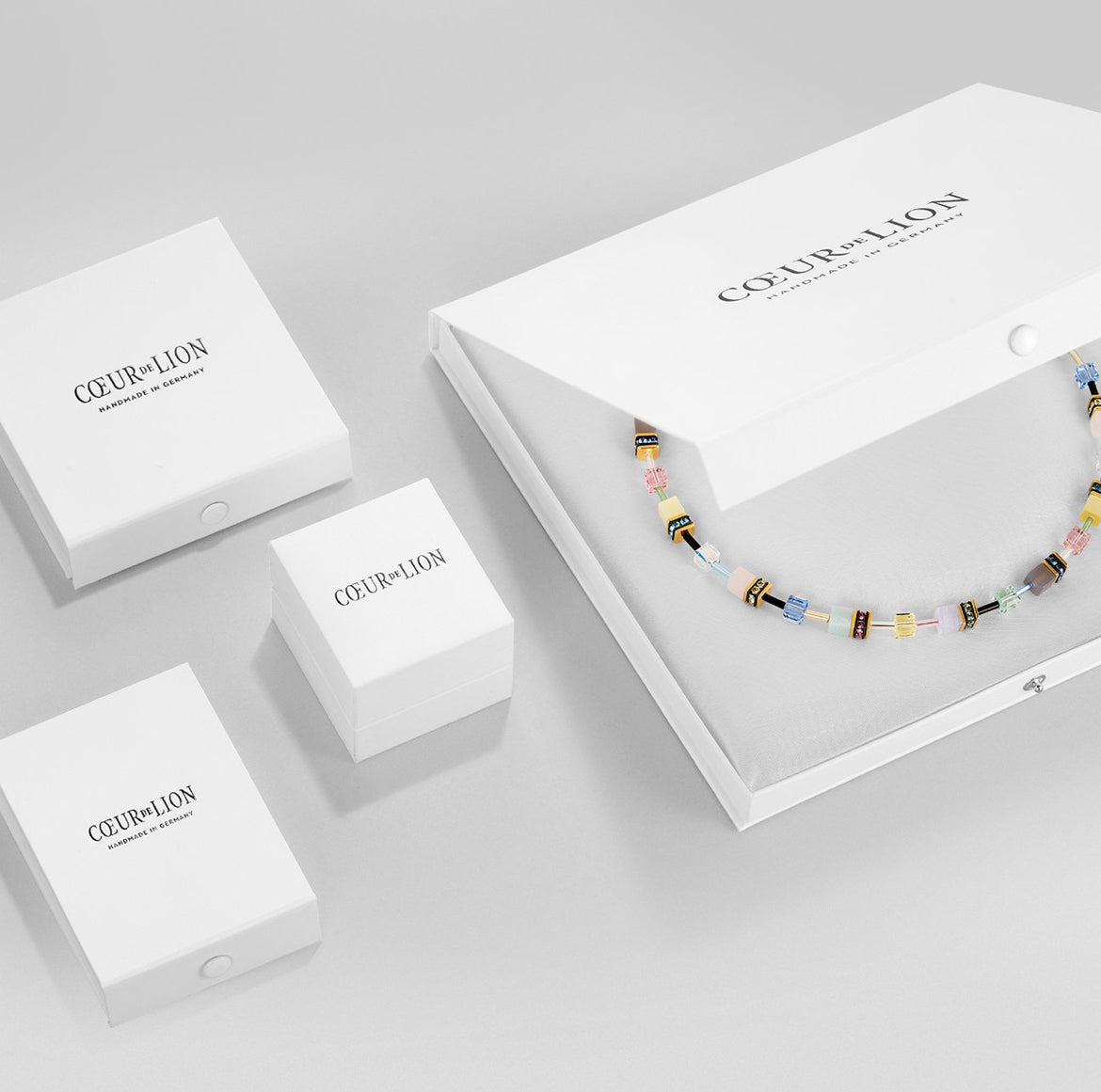 Coeur De Lion GeoCUBE® Onyx & Amethyst Silver Necklace