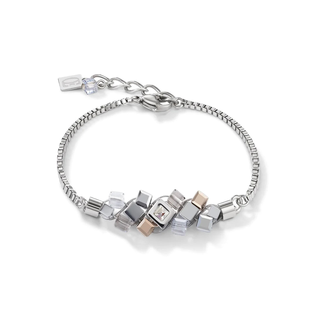 Coeur De Lion Stainless Steel Muted Multi Cluster Geocube Bracelet