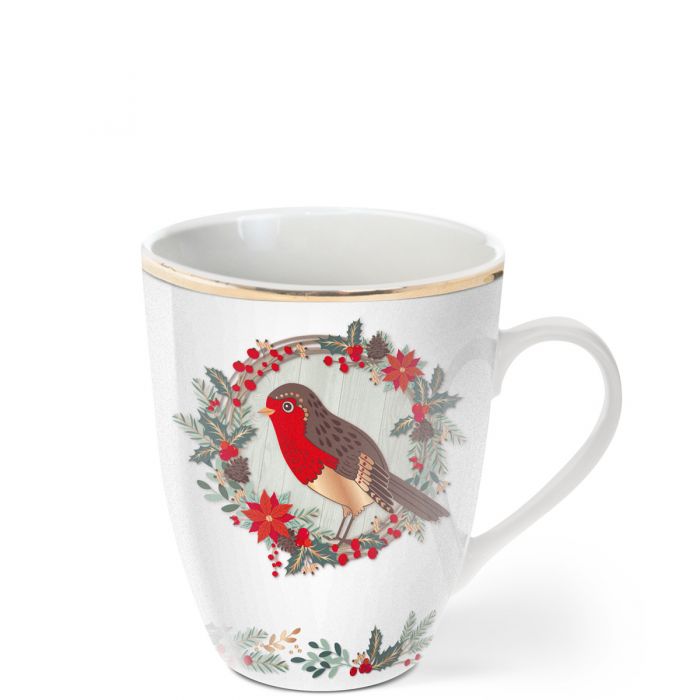 Tipperary Crystal Christmas Birdy Robin Mug - Set of 4