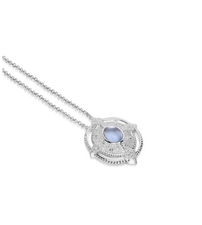 Newbridge Silverware Pendant - Ornate with Light Blue Stone