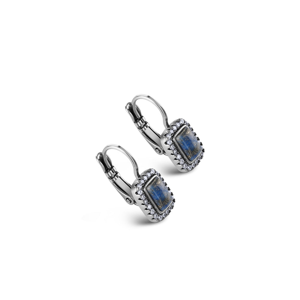 Newbridge Silverware Earrings - Vintage Blue and Clear Stone