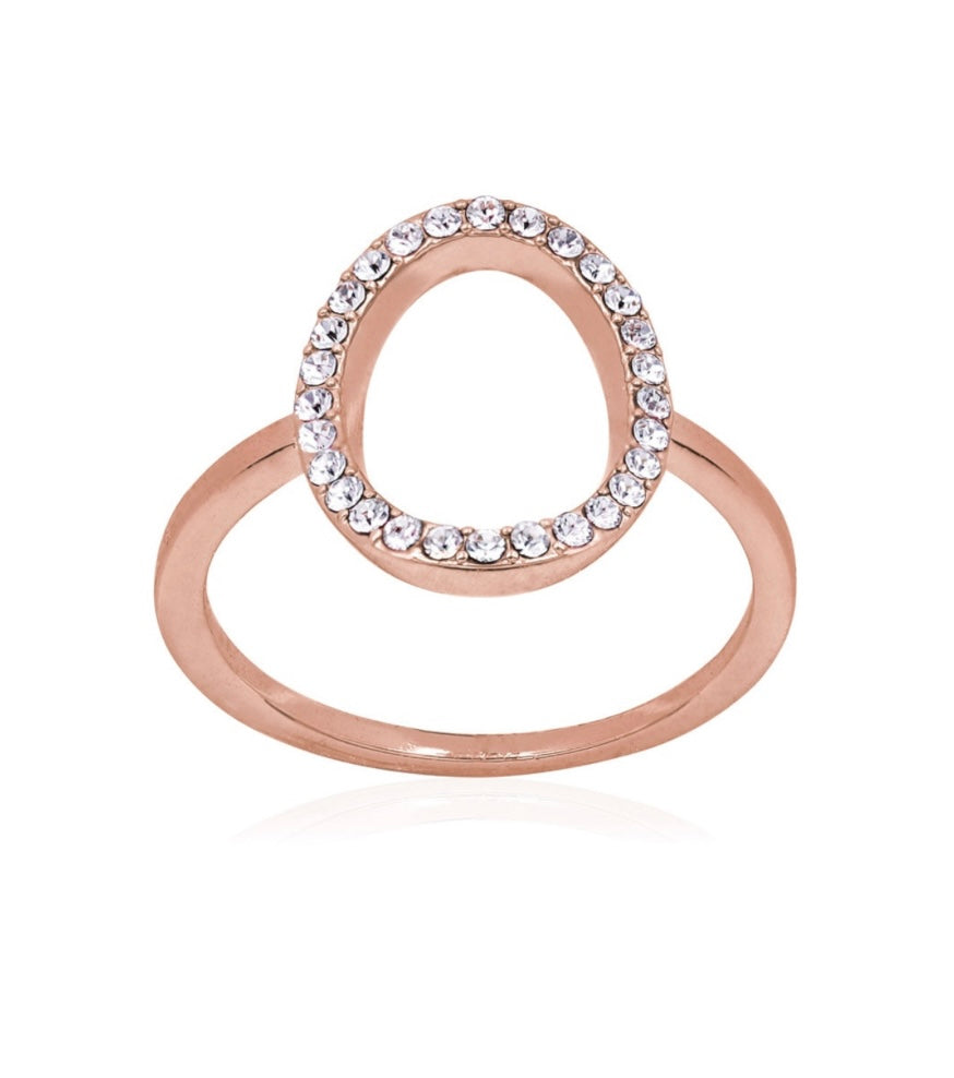 Tipperary Crystal Ring - Oval Rose Gold Plated