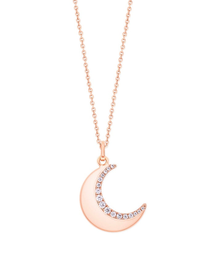 Tipperary Crystal Pendant - Moon Collection - Half Moon with Clear Stones