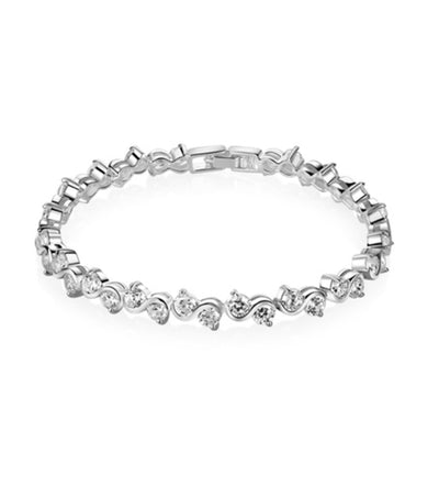 Newbridge Silverware Bracelet - Clear Stone - Silver Plated