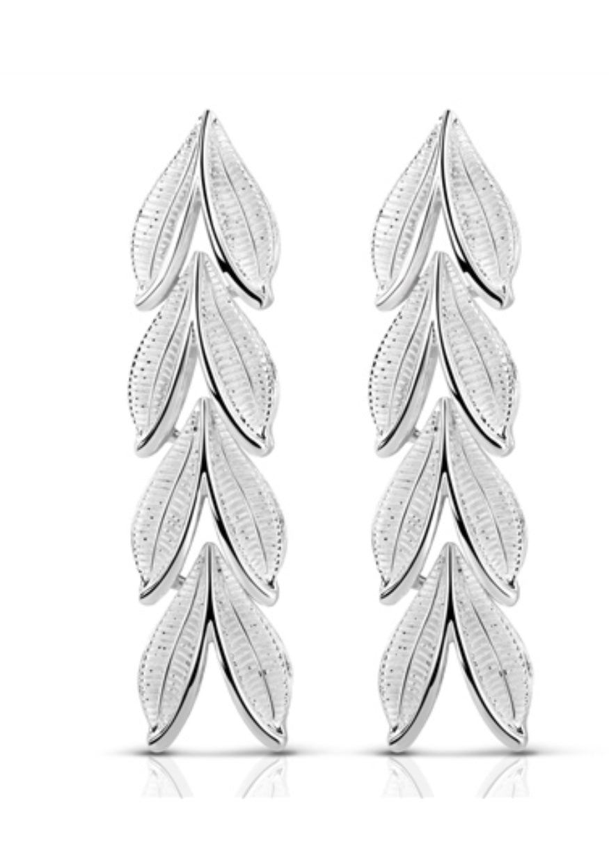 Newbridge Silverware Earrings - Laurel Leaf Link Drop