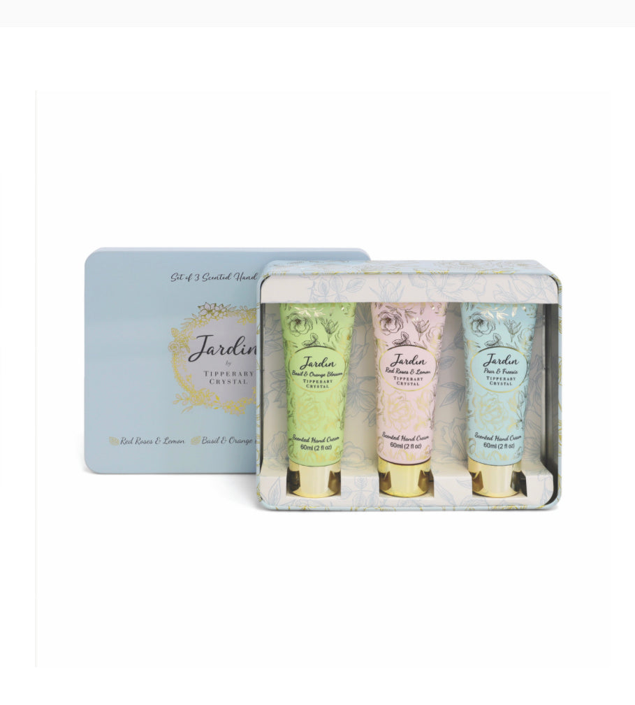 Tipperary Crystal Jardin Collection Hand Cream Gift Tin - Set of 3