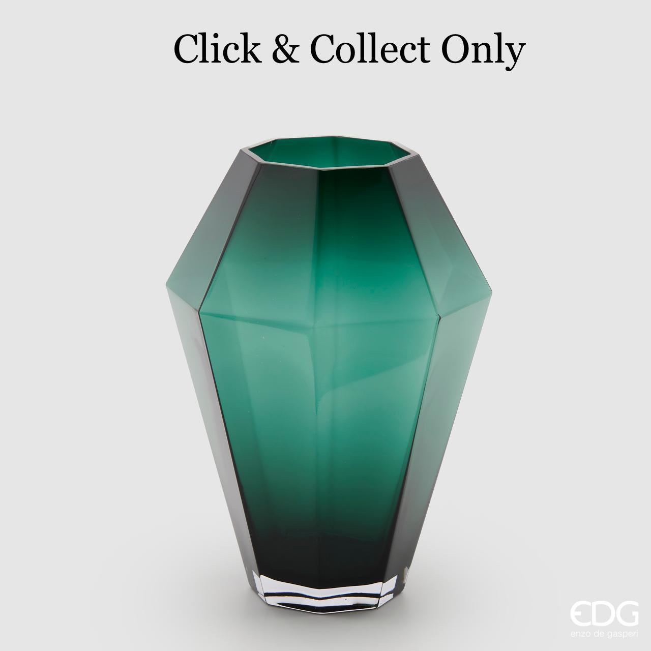 Green Diamond Glass Vase - 40cm **CLICK & COLLECT ONLY**