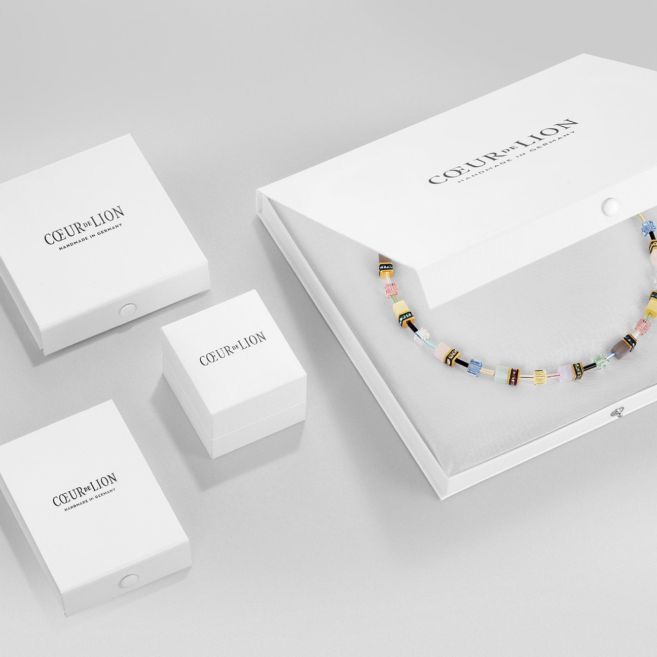 Coeur De Lion GeoCUBE® Statement Precious Chunky Chain Multiwear Grey/Beige Necklace