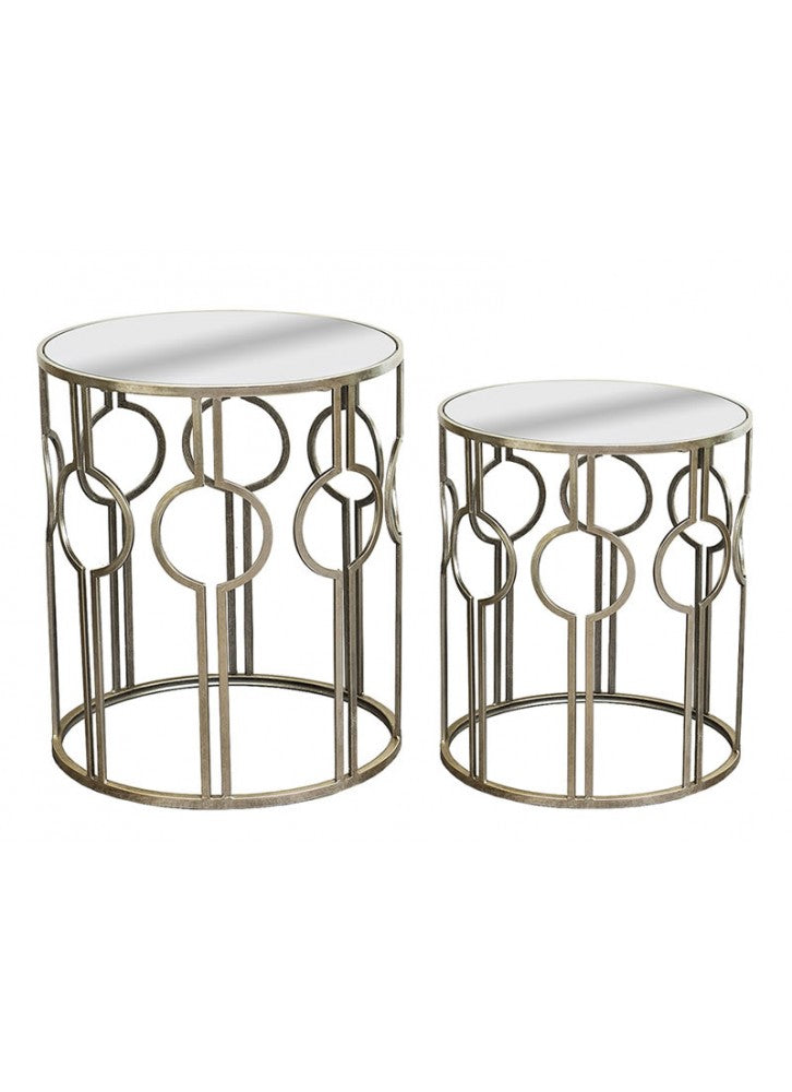 The Grange Collection Tables - Silver Mirror Top Set of 2
