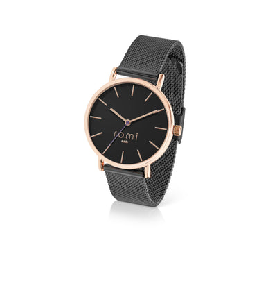 Romi Watch - Black Mesh Strap with Black Face
