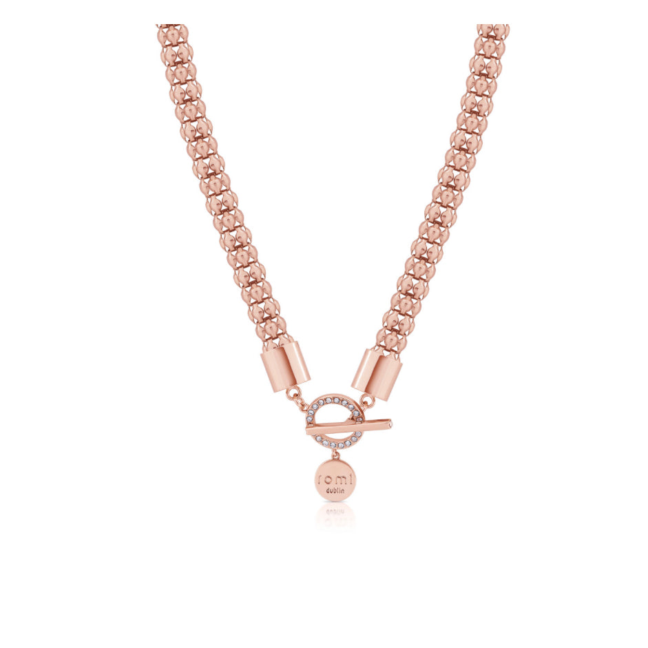 Romi Necklace Popcorn Bar Chain - Rose Gold Plated