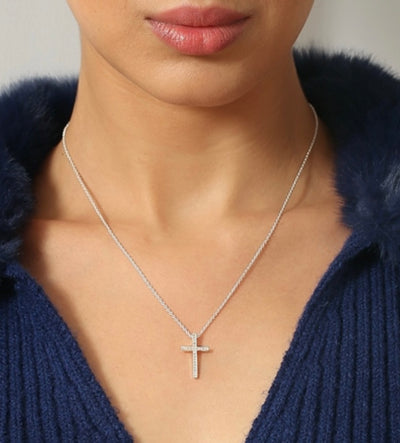 Newbridge Silverware Pendant - Cross with Clear Stones