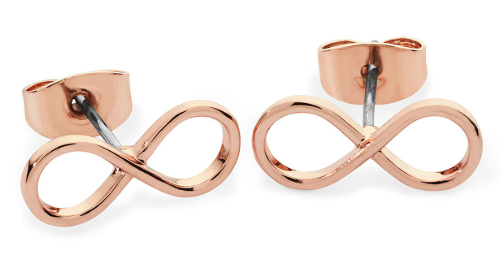 Tipperary Crystal Earrings - Infinity Collection - Simple Infinity Stud - Rose Gold Plated